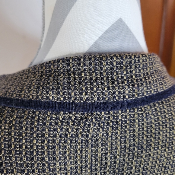 Womans Liz Claiborne Collection Pure Wool Sweater Jacket Brown/Navy Trim S L - Picture 5 of 9